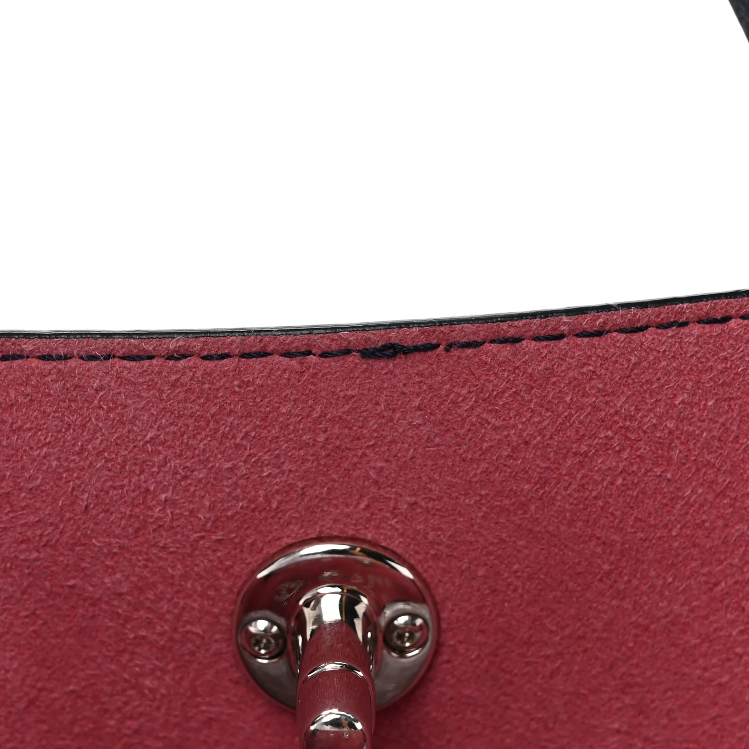 Calfskin Tweed Small Logo Eyelets Shopping Tote Navy Blue - Top Club
