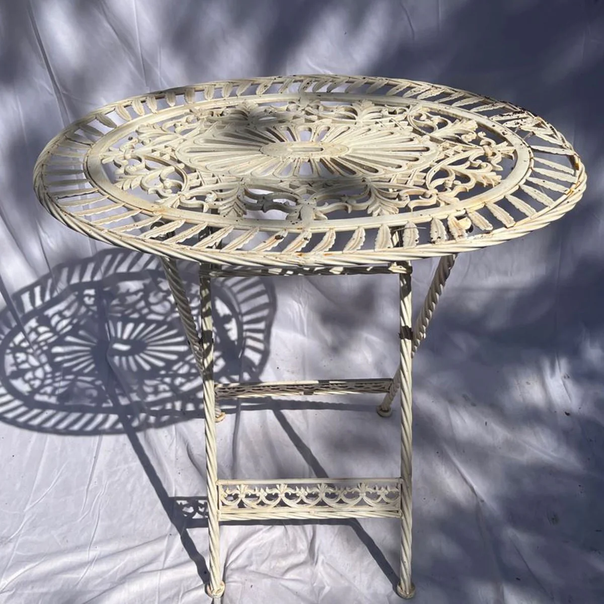 Art Nouveau garden table cream 70 x 54 x H. 74 cm - folding garden dining table