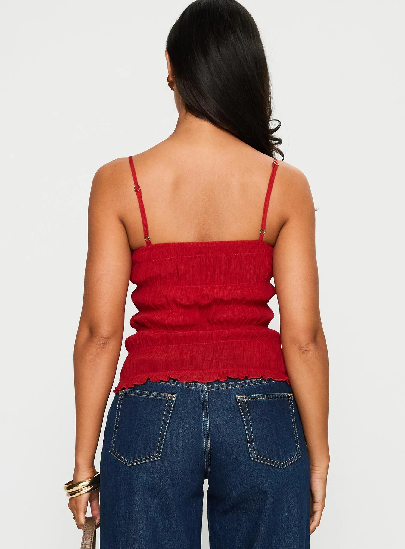 Money Maker Ruched Cami Top Red