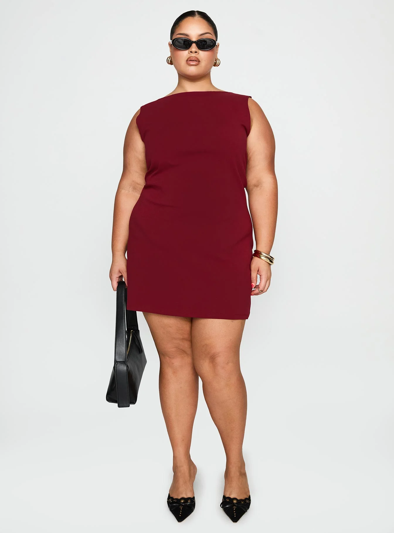 Zimmie Mini Dress Burgundy Curve