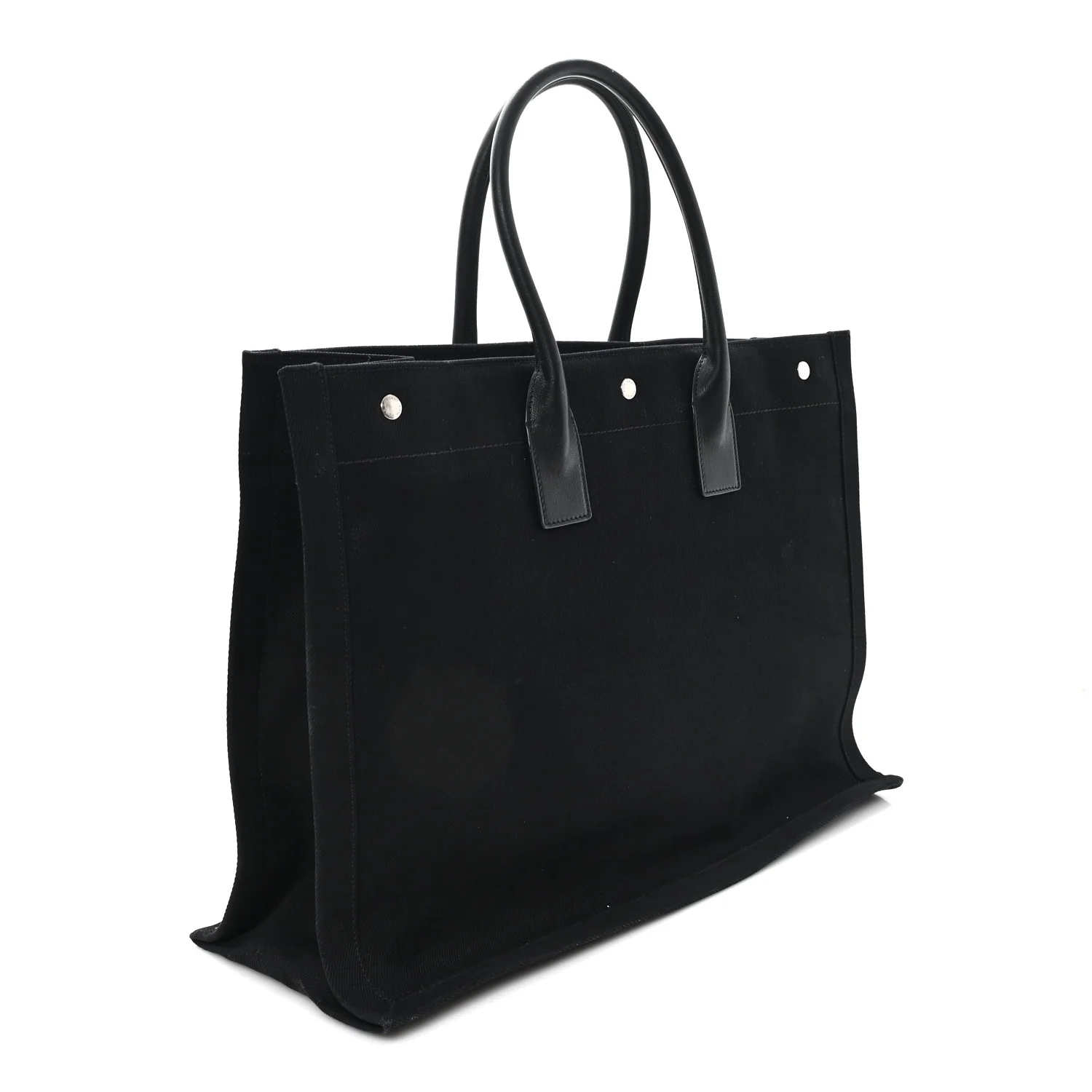 Linen Calfskin Rive Gauche Tote Black