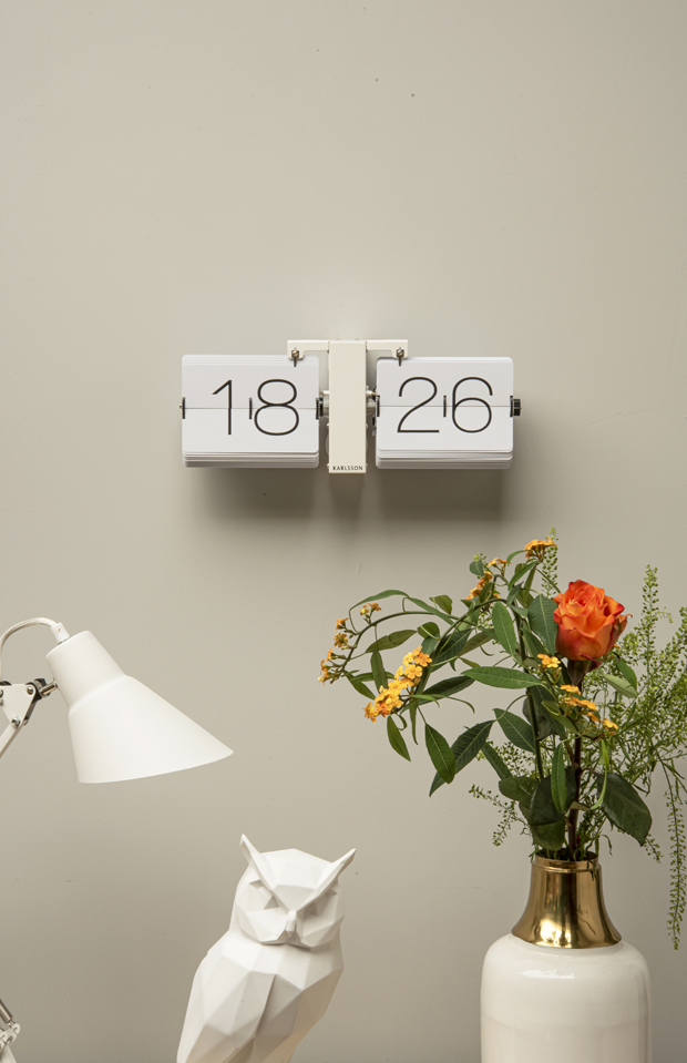 Flip clock No Case white, matt white stand
