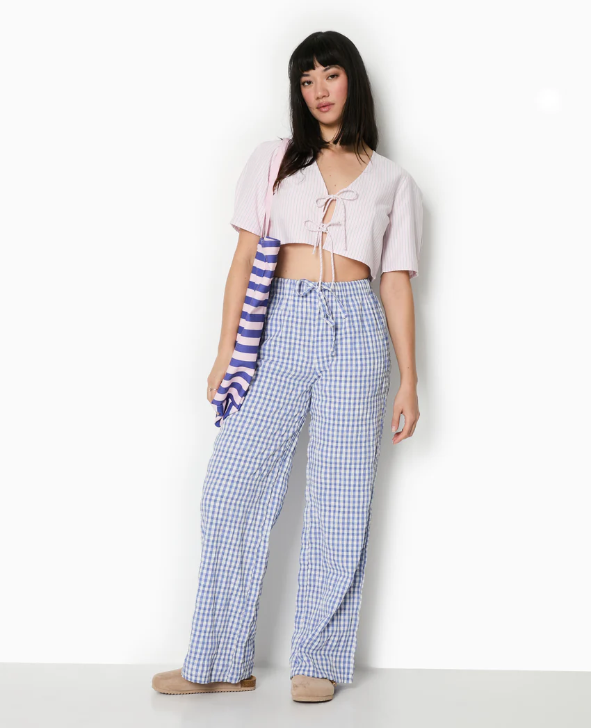Pimkie Blouse courte rayée avec nouettes