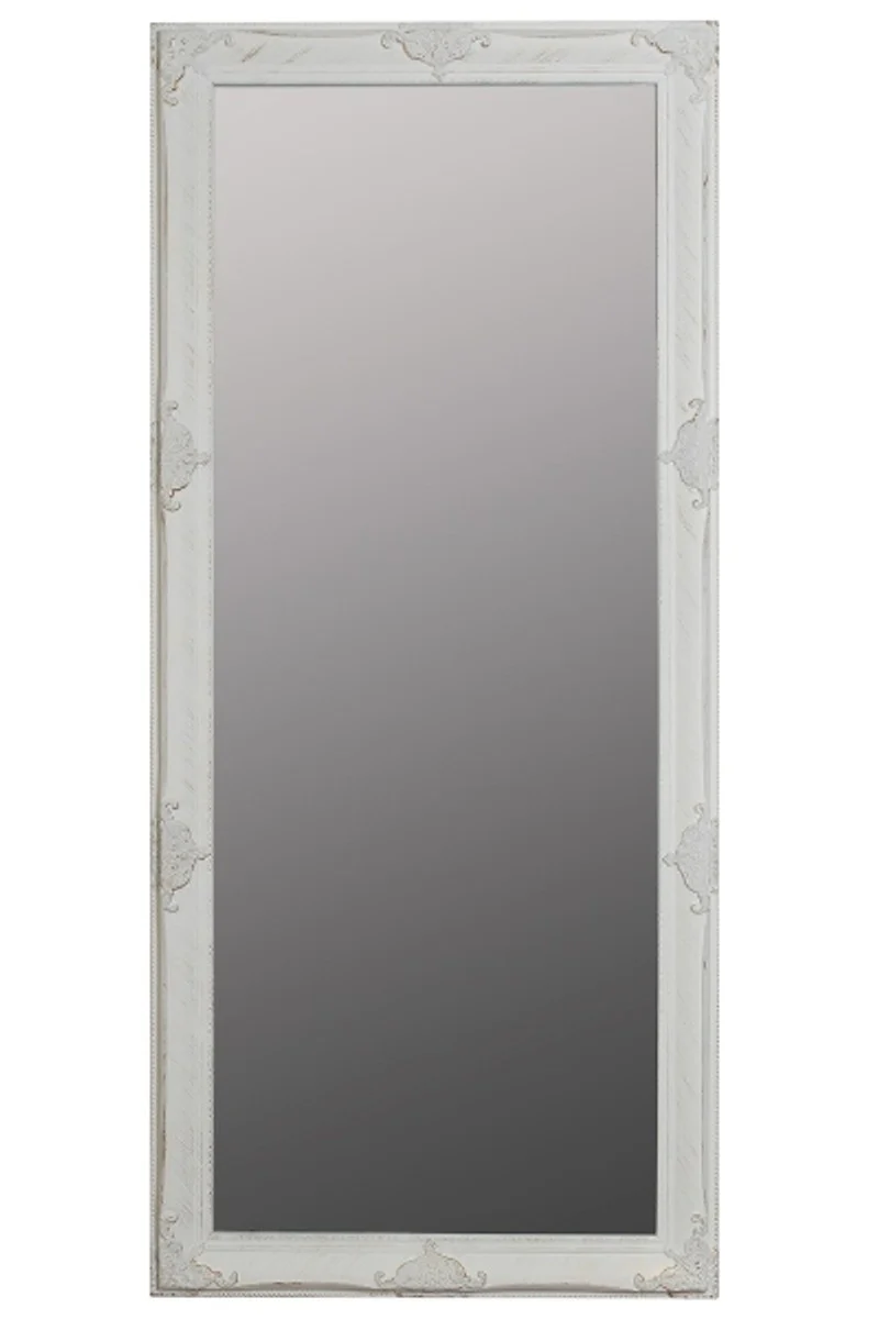 Baroque mirror white with beautiful antique decorations H. 162 cm - handmade