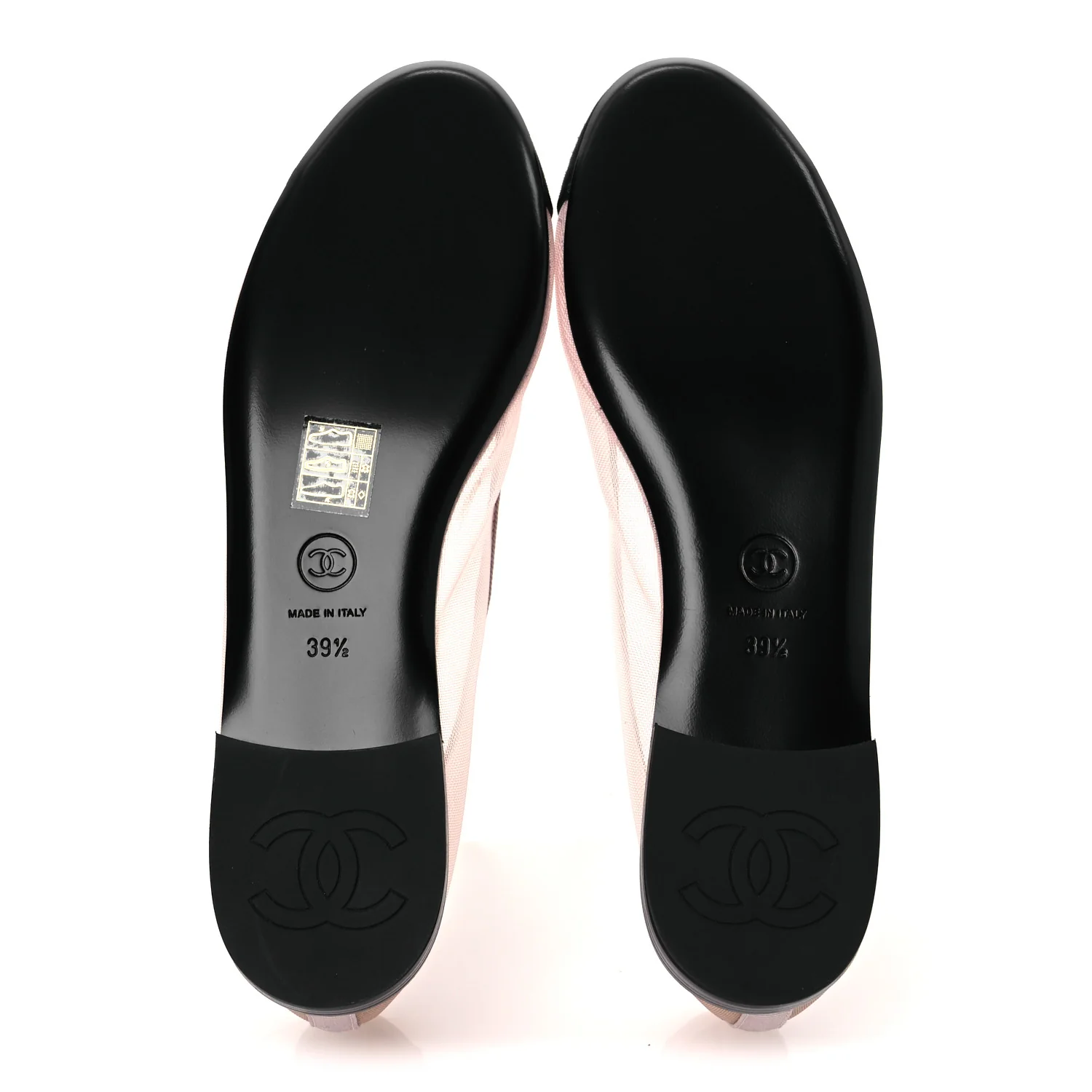 Mesh Grosgrain CC Ballerina Flats 39.5 Pink Black - Top Club