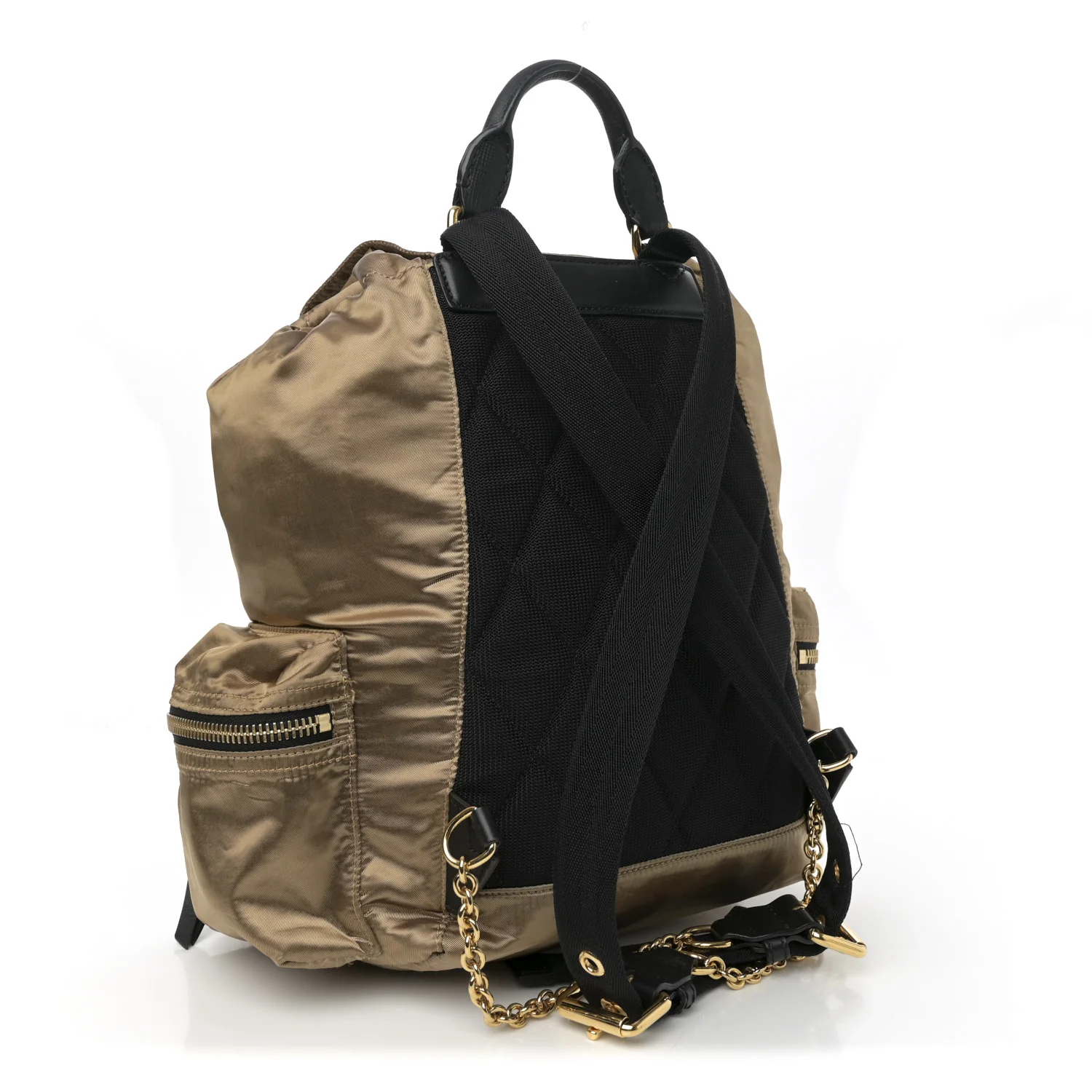 Metallic Satin Nylon Medium Rucksack Backpack Gold - Top Club