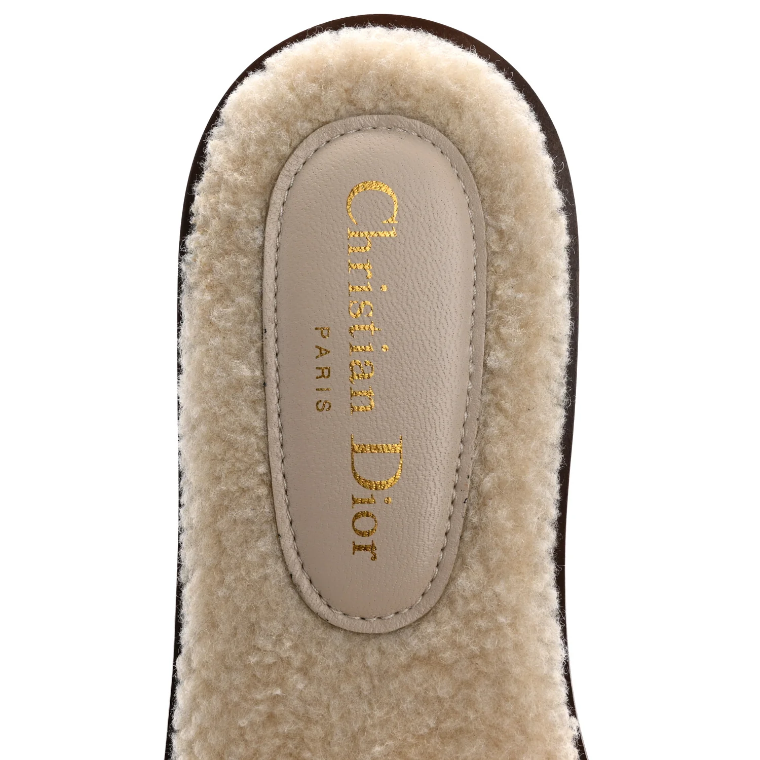 Suede Goatskin Shearling Embroidered Dway Slide Sandals 40.5 Cookie - Top Club