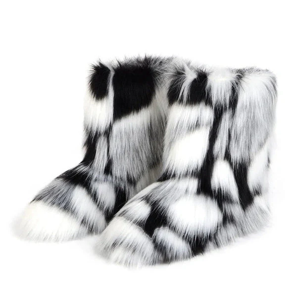 Bottes rétro Y2K en peluche givrée