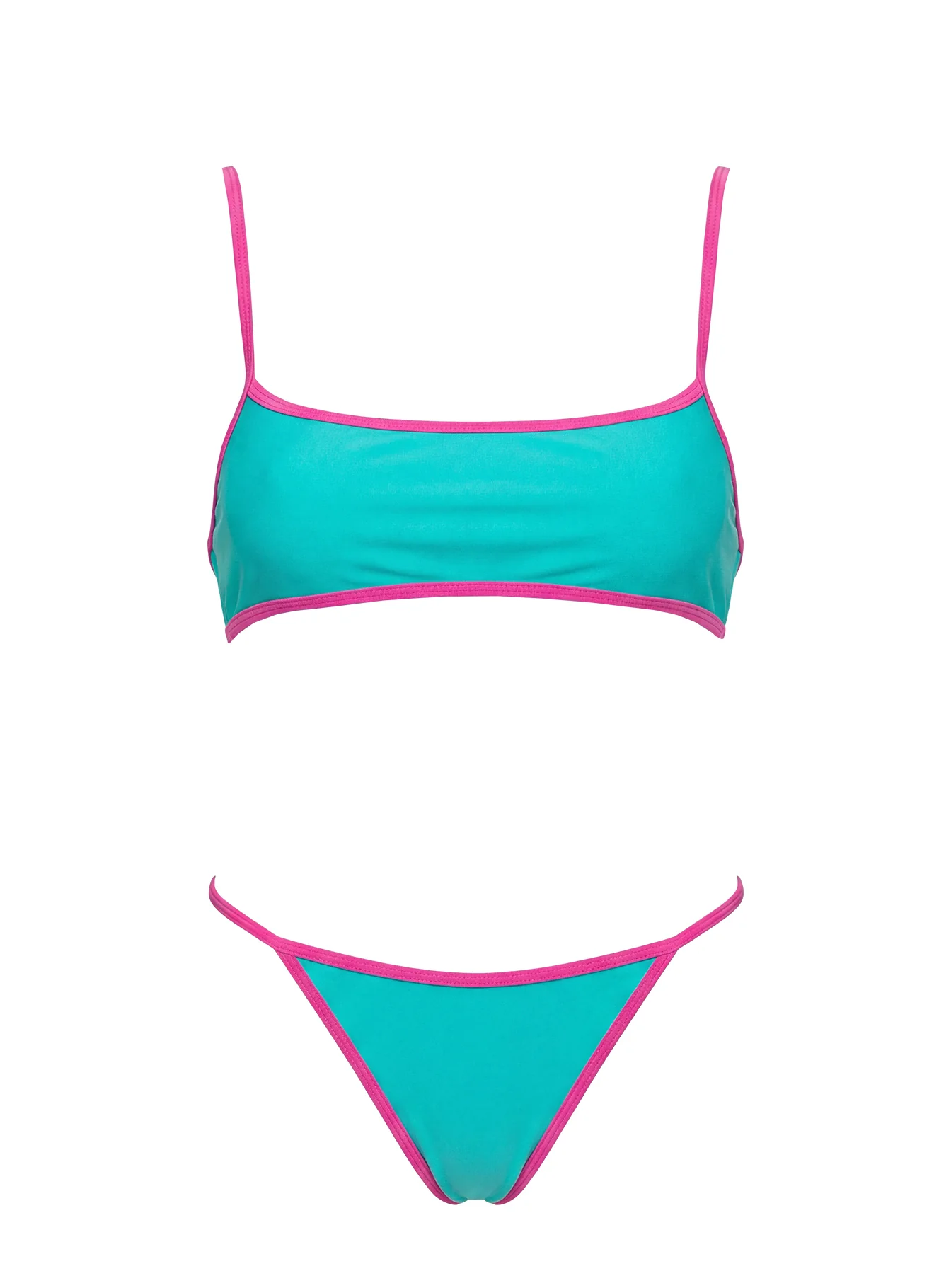 Remaro Contrast Bikini Top Green / Pink