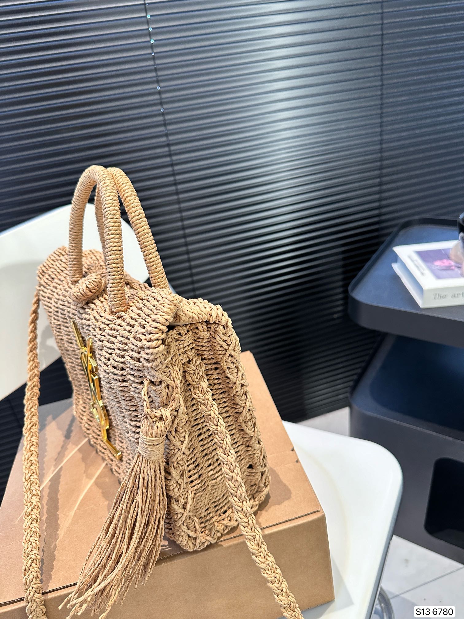 SAINT LAURENT YSL Vacation Woven Tote Bag 27x18cm - Top Club