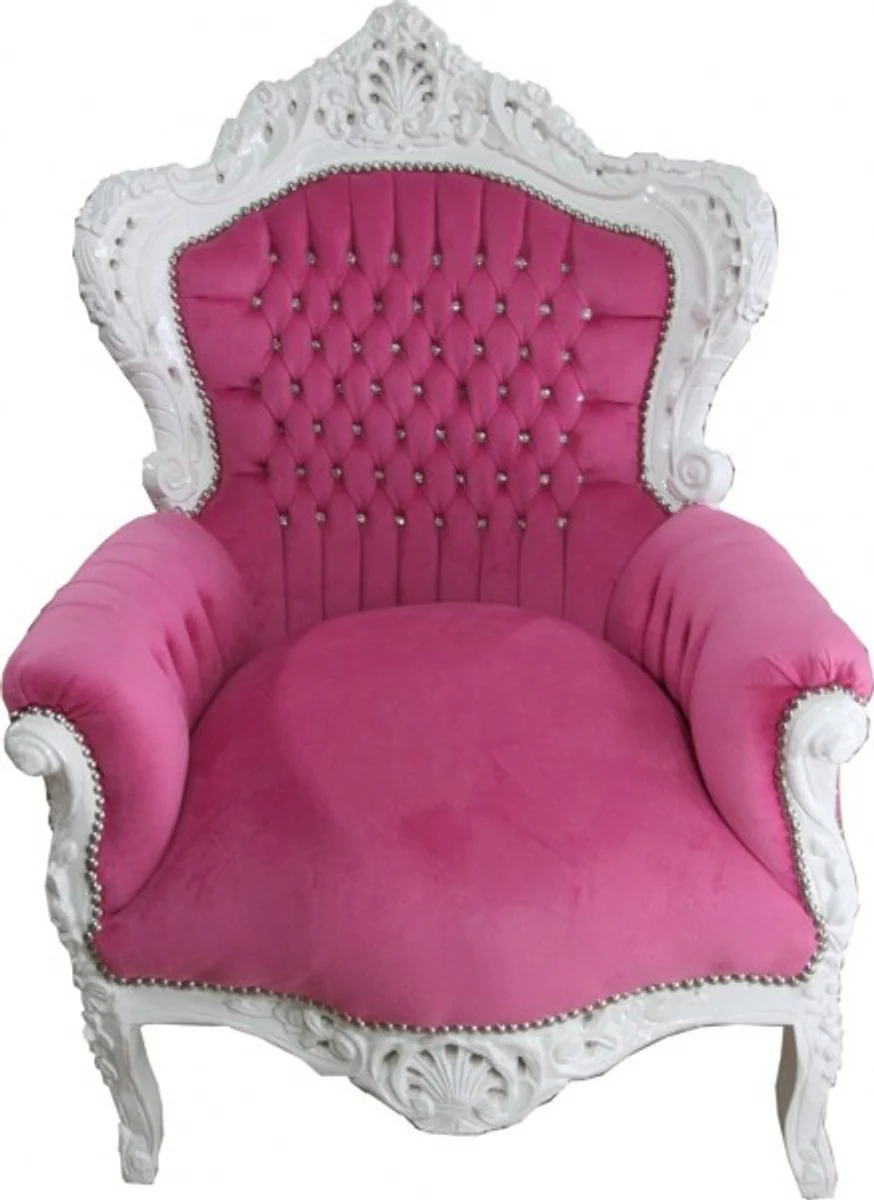 Baroque armchair pink/white with bling bling glitter stones - Limited Edition