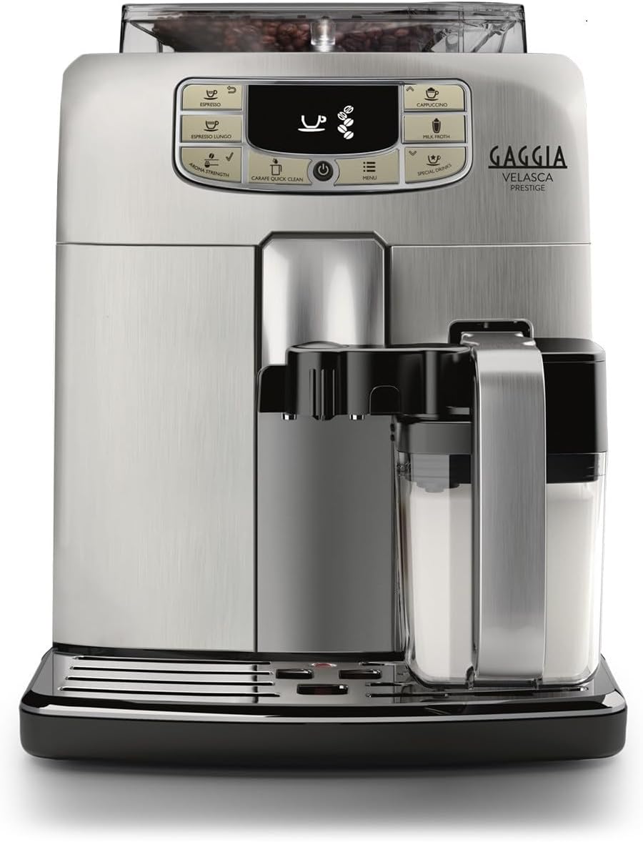 Gaggia Velasca Prestige Macchina da Caffè Automatica per Espresso e Cappuccino, Caffè in Grani o Macinato, RI8263/01, 2 tazze, Argento, 100% Made in Italy
