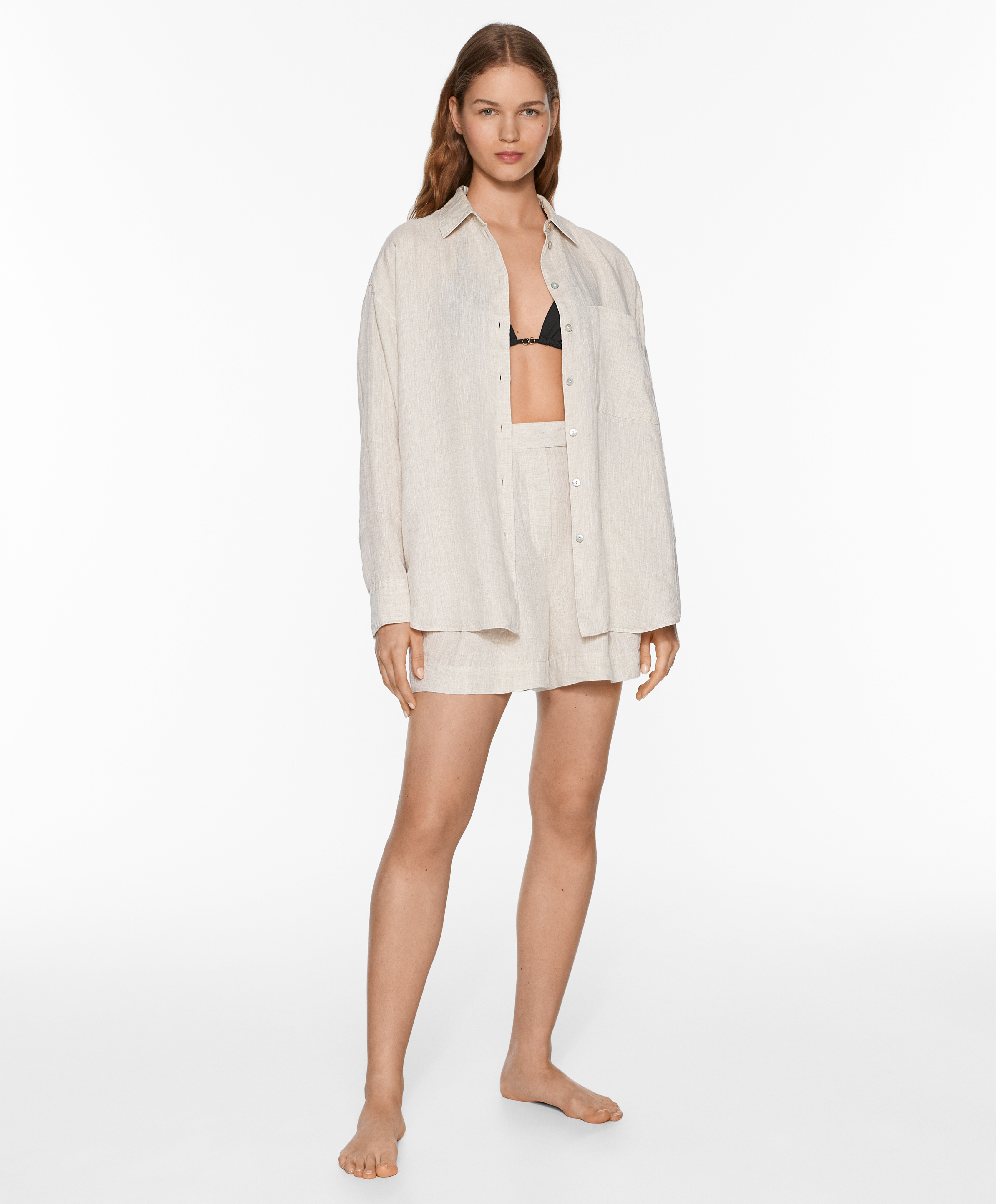 OYSHO 100% linen tailored-fit shorts