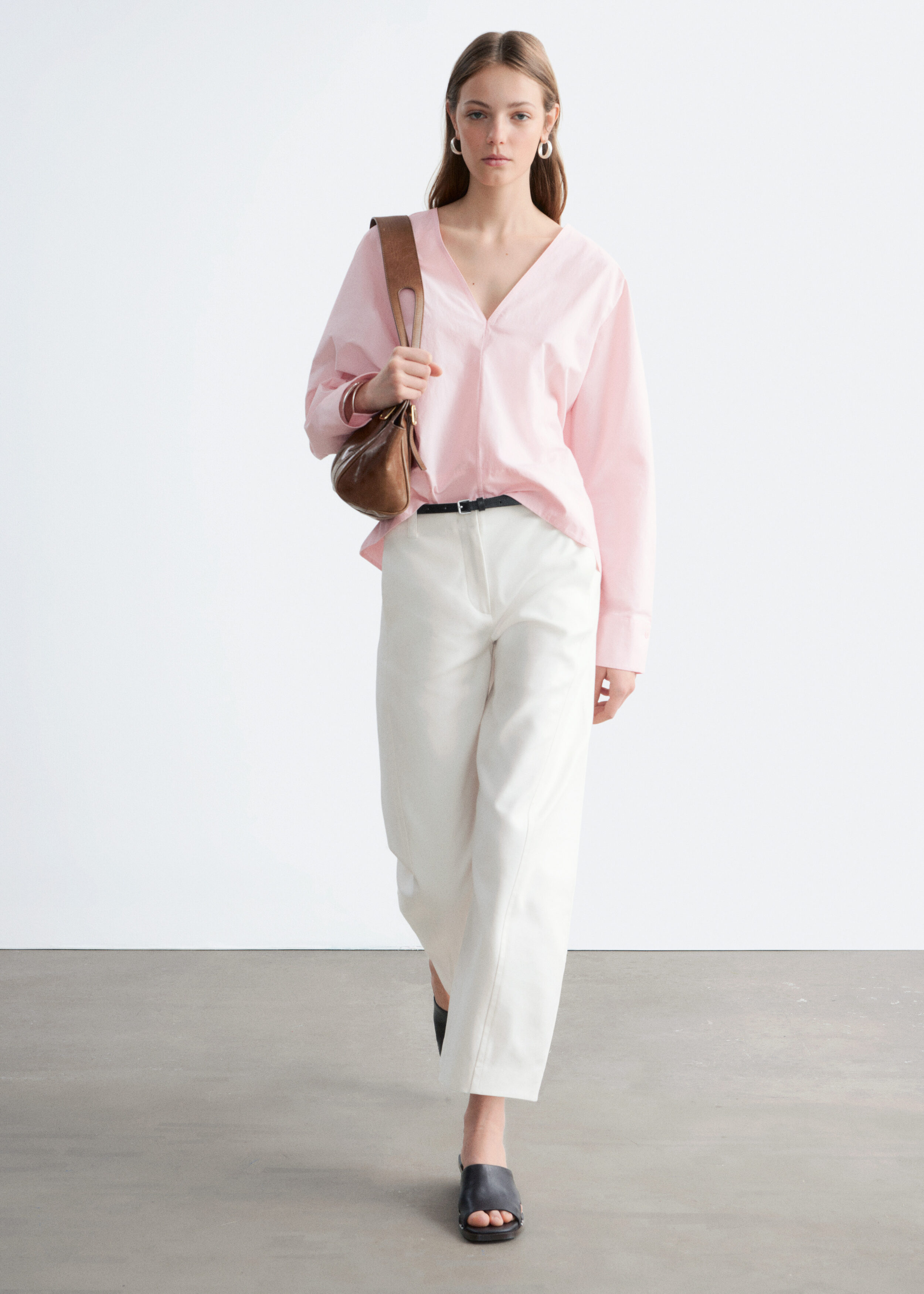 & Other Stories BARREL-LEG COTTON TWILL TROUSERS