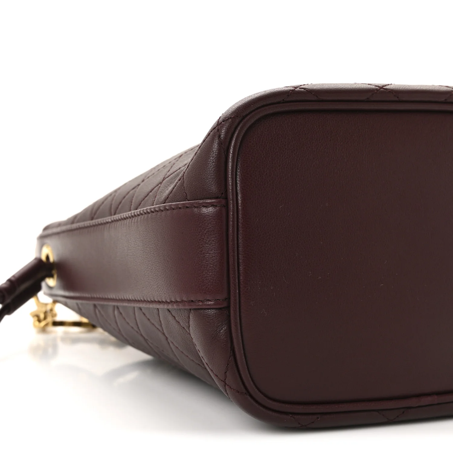 Lambskin Carre Quilted Cassandre Small Bucket Bag Hot Wine - Top Club