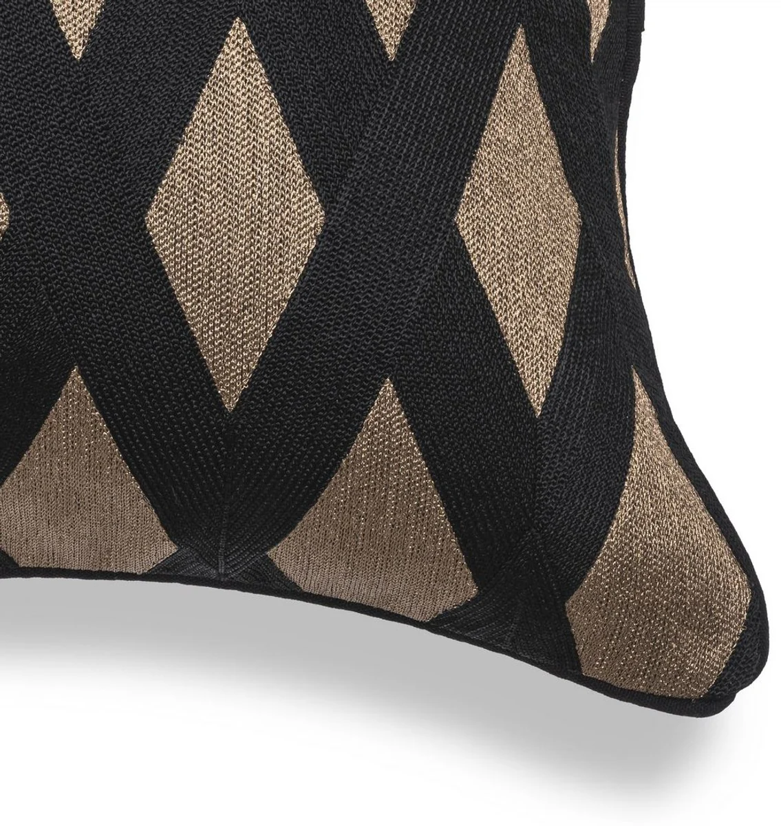 Luxury decorative cushion black / gold 60 x 40 cm - rectangular decorative cushion with elegant diamond pattern - luxury quality - hotel collection