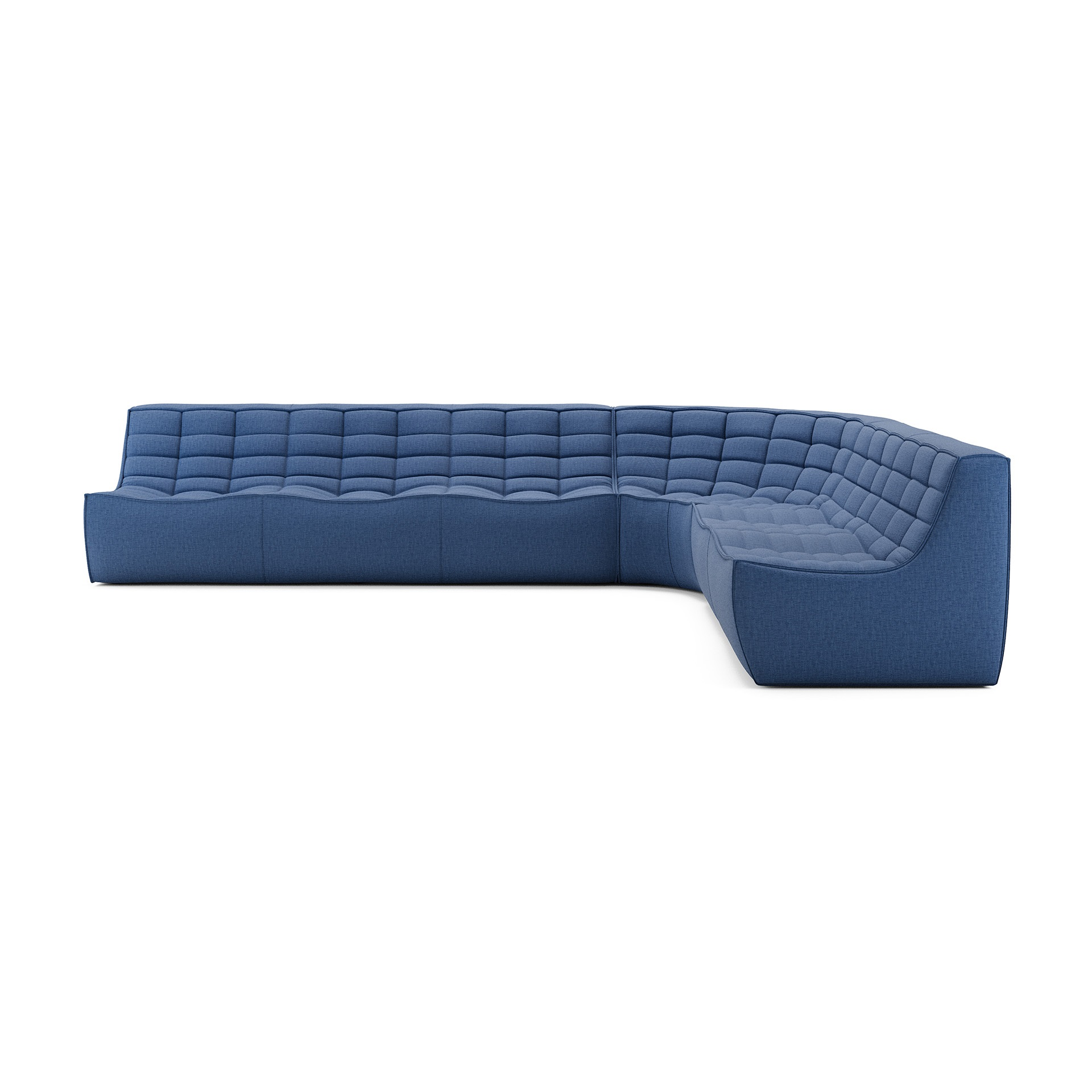 Modulaire bank N701 blue set 2 + 3 seat, 90° ronde hoek