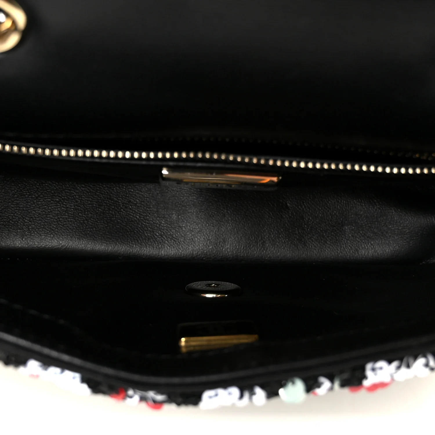 Tweed Sequin Small Single Flap Black Red Multicolor - Top Club