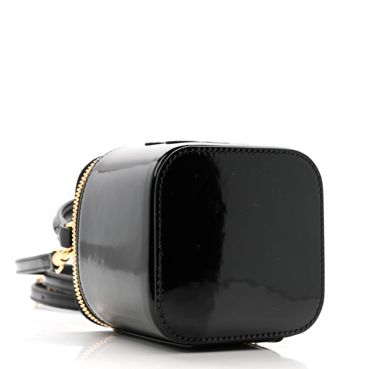 Patent Calfskin Triomphe Mini Vanity Case Black - Top Club
