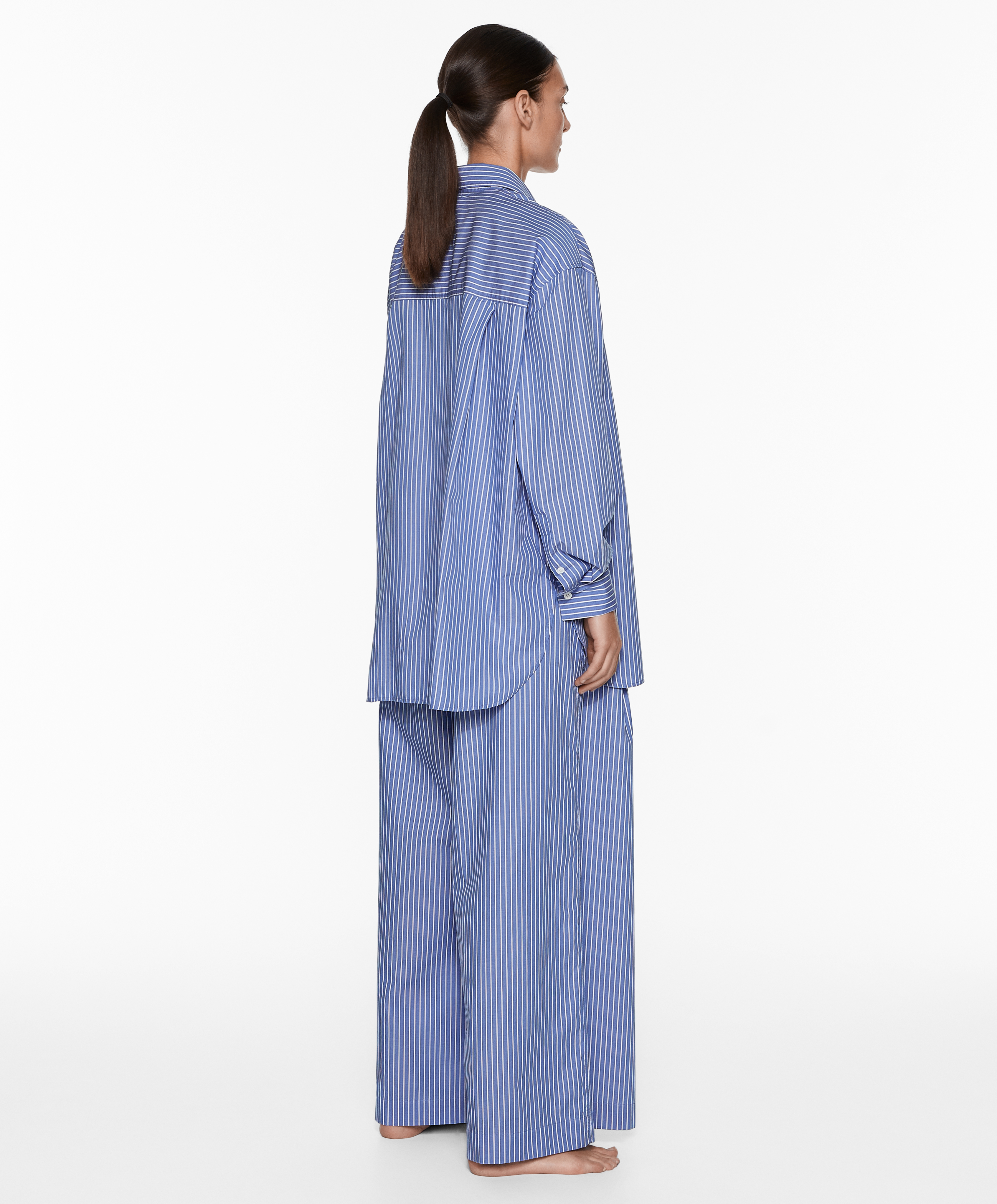 OYSHO Striped 100% cotton long-sleeved shirt
