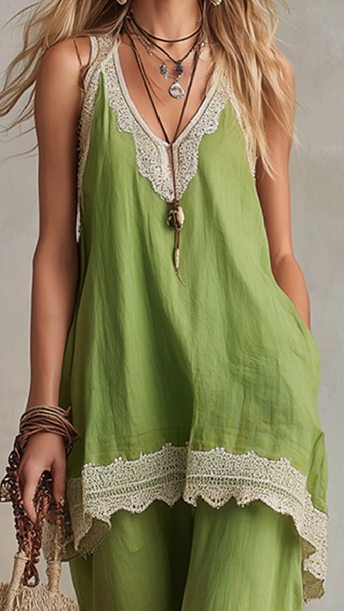 Women's Bohemian-Style Vacation Dress with Lace Straps - Nordfashionstorm - Women's Clothing, Fashion for You - Nordfashionstorm.com