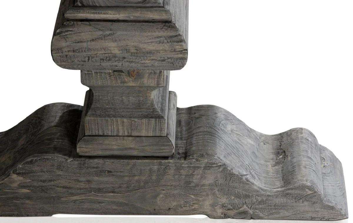 Luxury solid wood dining table gray 180 x 90 x H. 76 cm - rectangular kitchen table made of high-quality untreated reclaimed wood