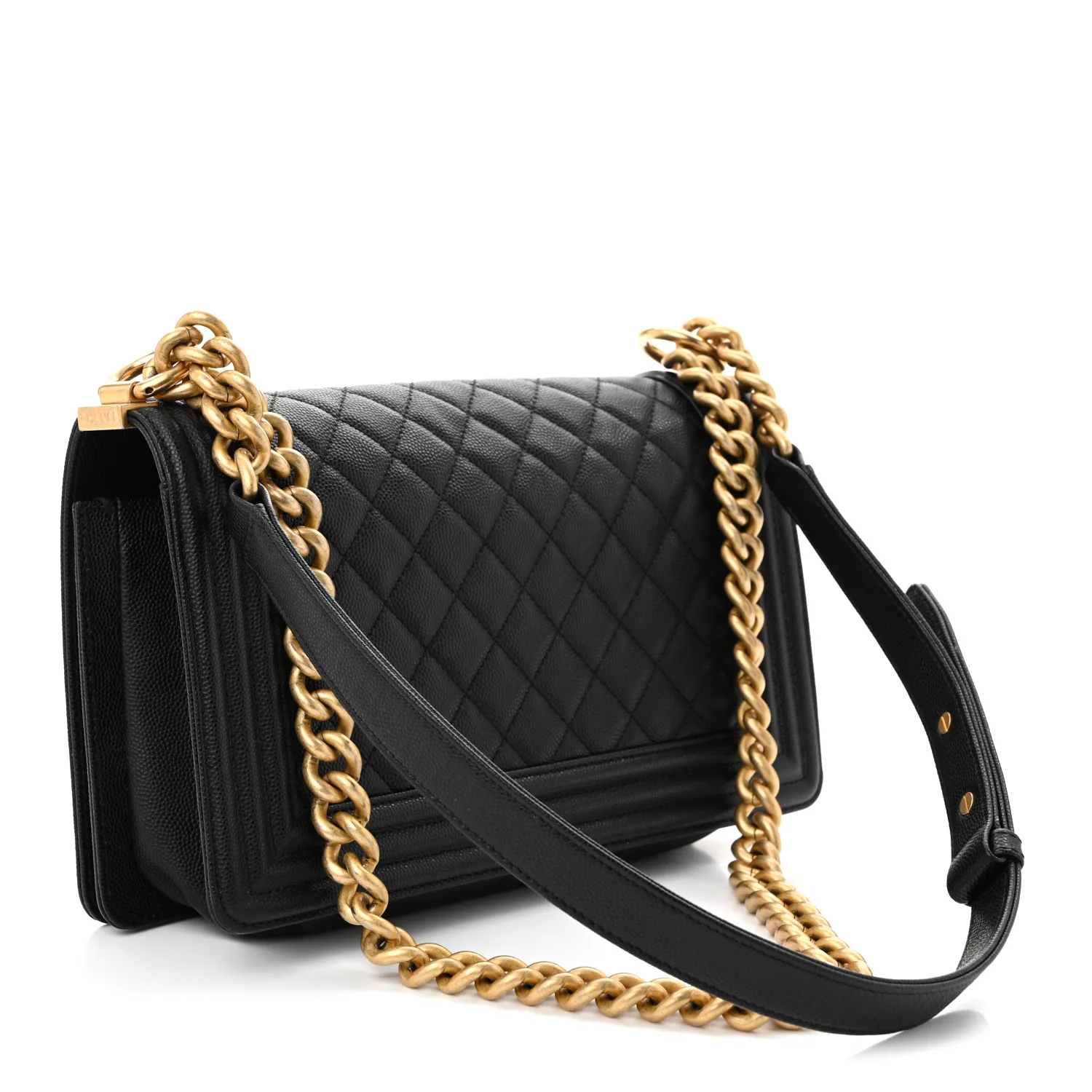 Caviar Quilted Medium Boy Flap Black - Top Club