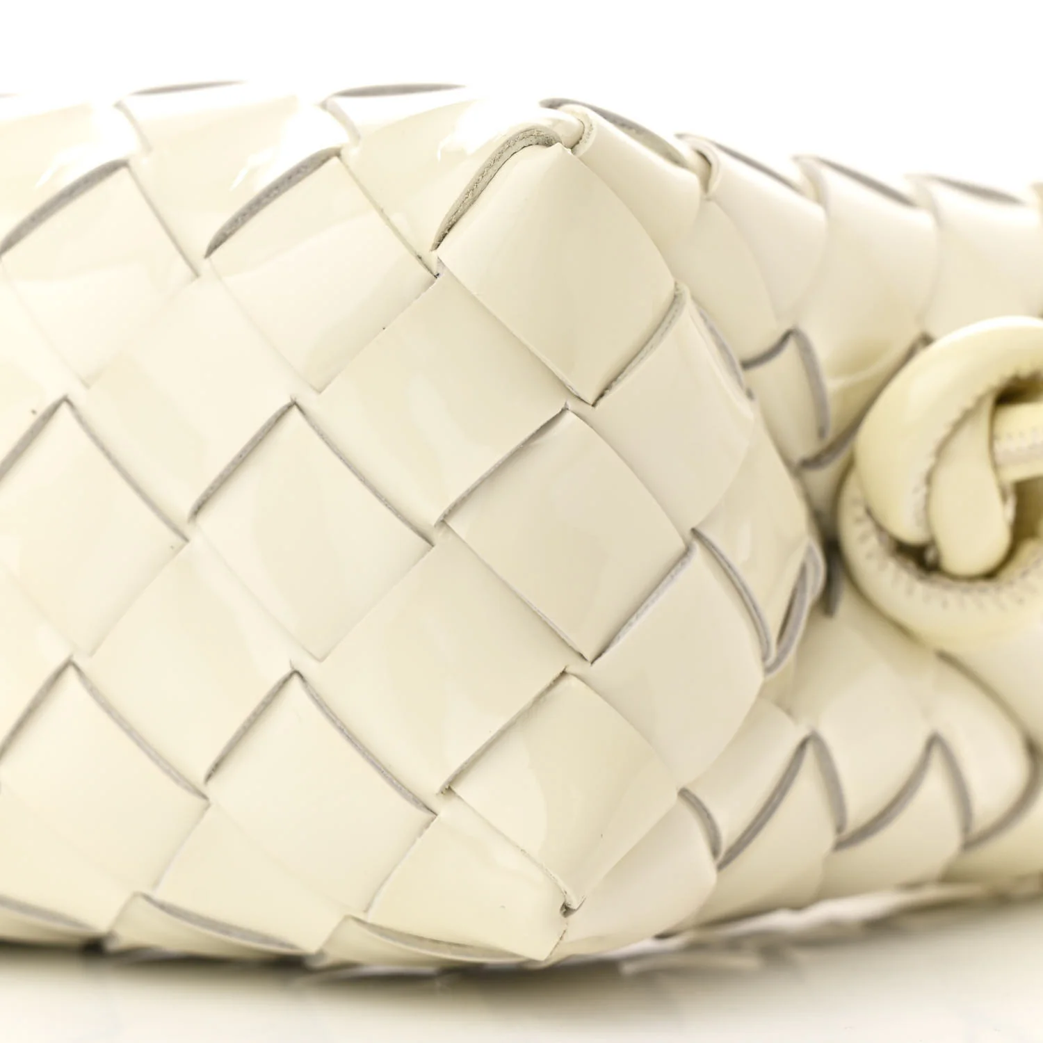 Patent Nappa Intrecciato Mini Loop Camera Bag White - Top Club