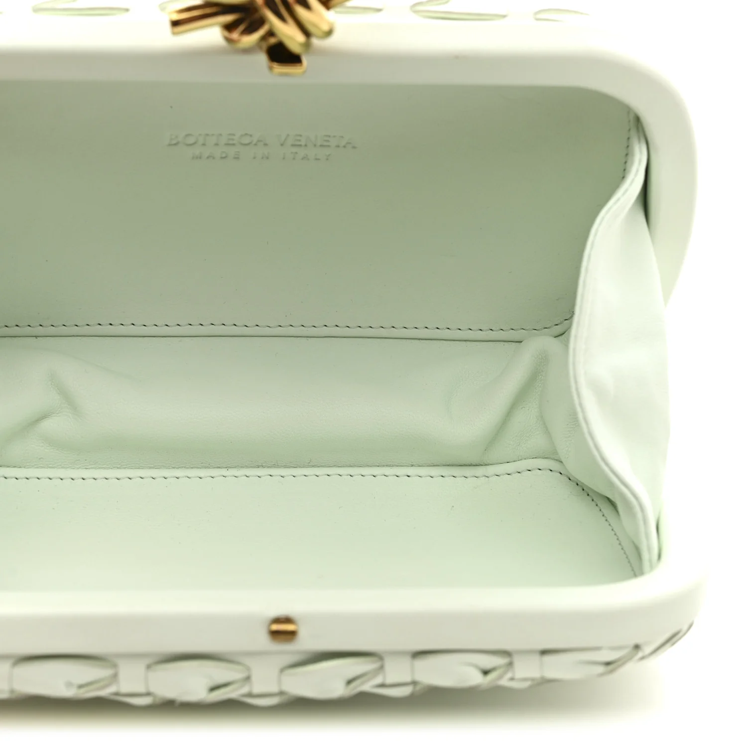 Intrecciato Minaudiere Knot Clutch Glacier - Top Club
