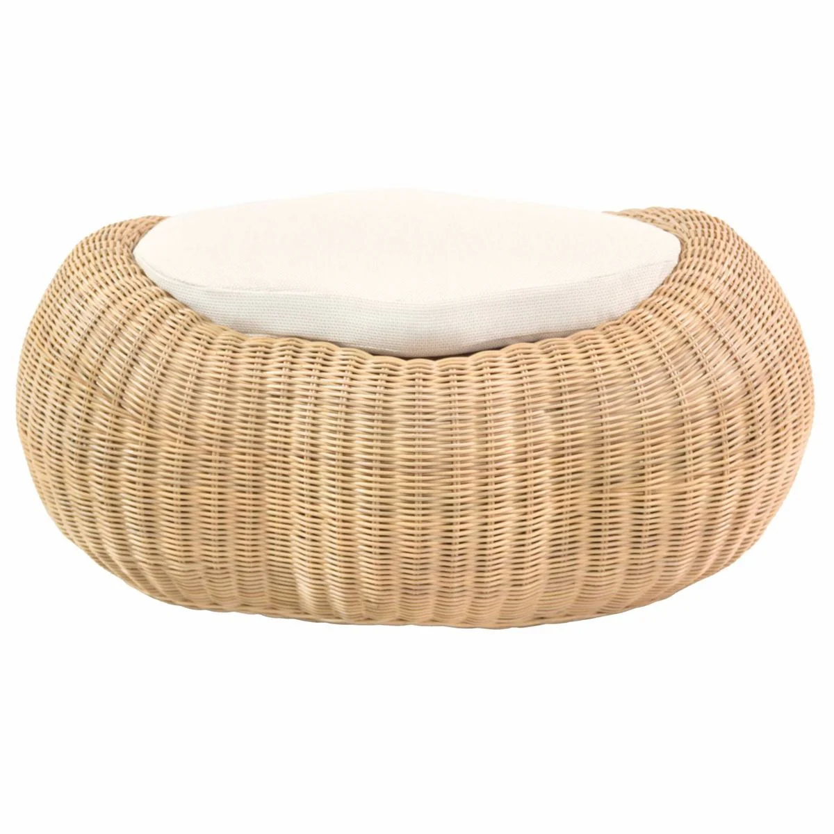 Luxury stool natural colors 86.5 cm - rattan footstool with cushion