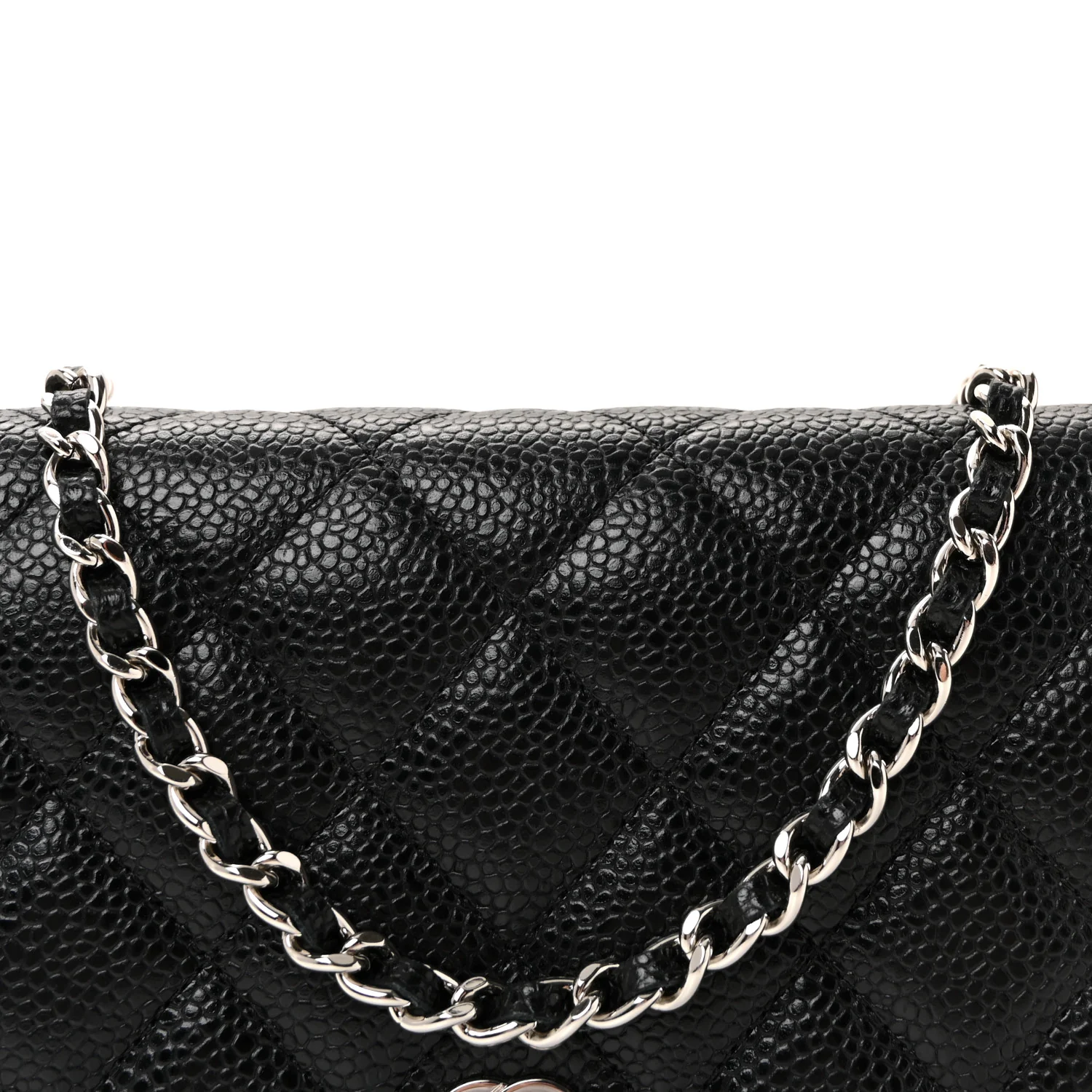 Caviar Quilted Wallet on Chain WOC Black - Top Club