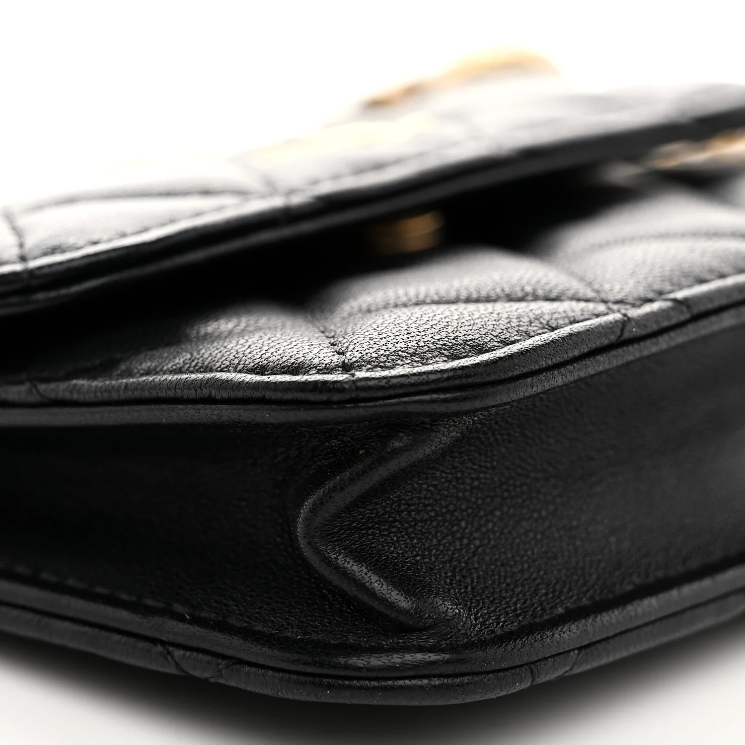 Lambskin Quilted Pearl Crush Clutch With Chain Black - Top Club