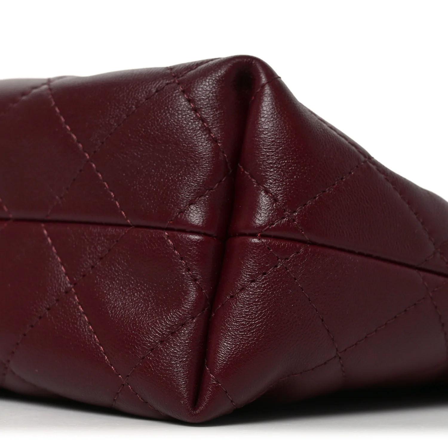 Shiny Calfskin Quilted Clutch With Strap Dark Burgundy - Top Club