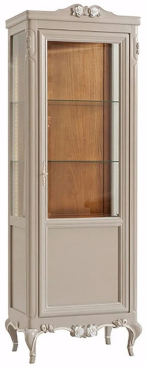 Luxury Baroque Display Cabinet Gray / Cream / Brown - Handcrafted Italian Baroque Style Display Cabinet - Baroque Style Furniture - Italian Baroque Furniture - Luxury Quality - Made in Italy