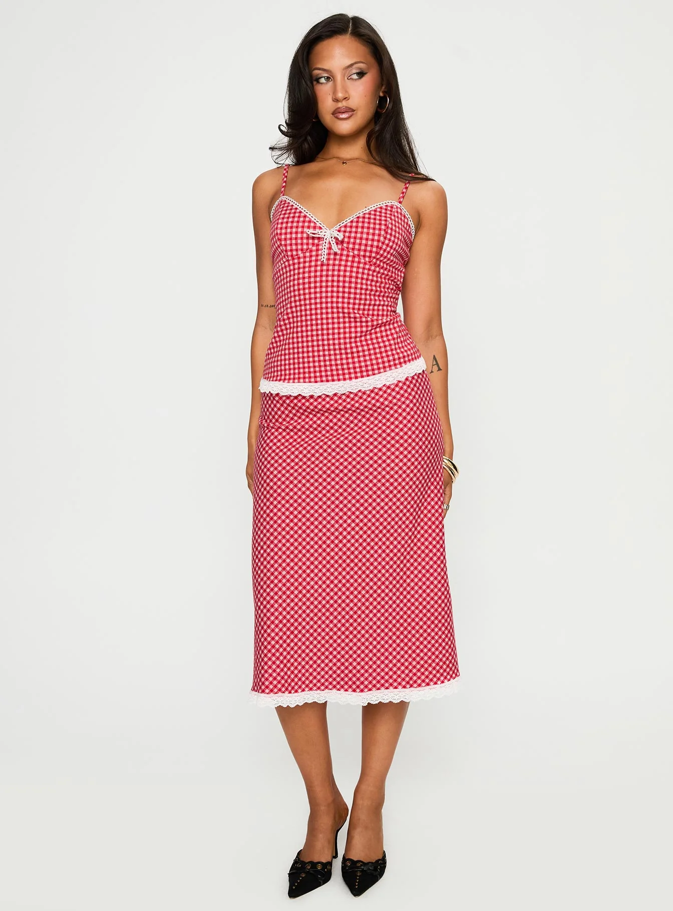 Love In London Set Red Check