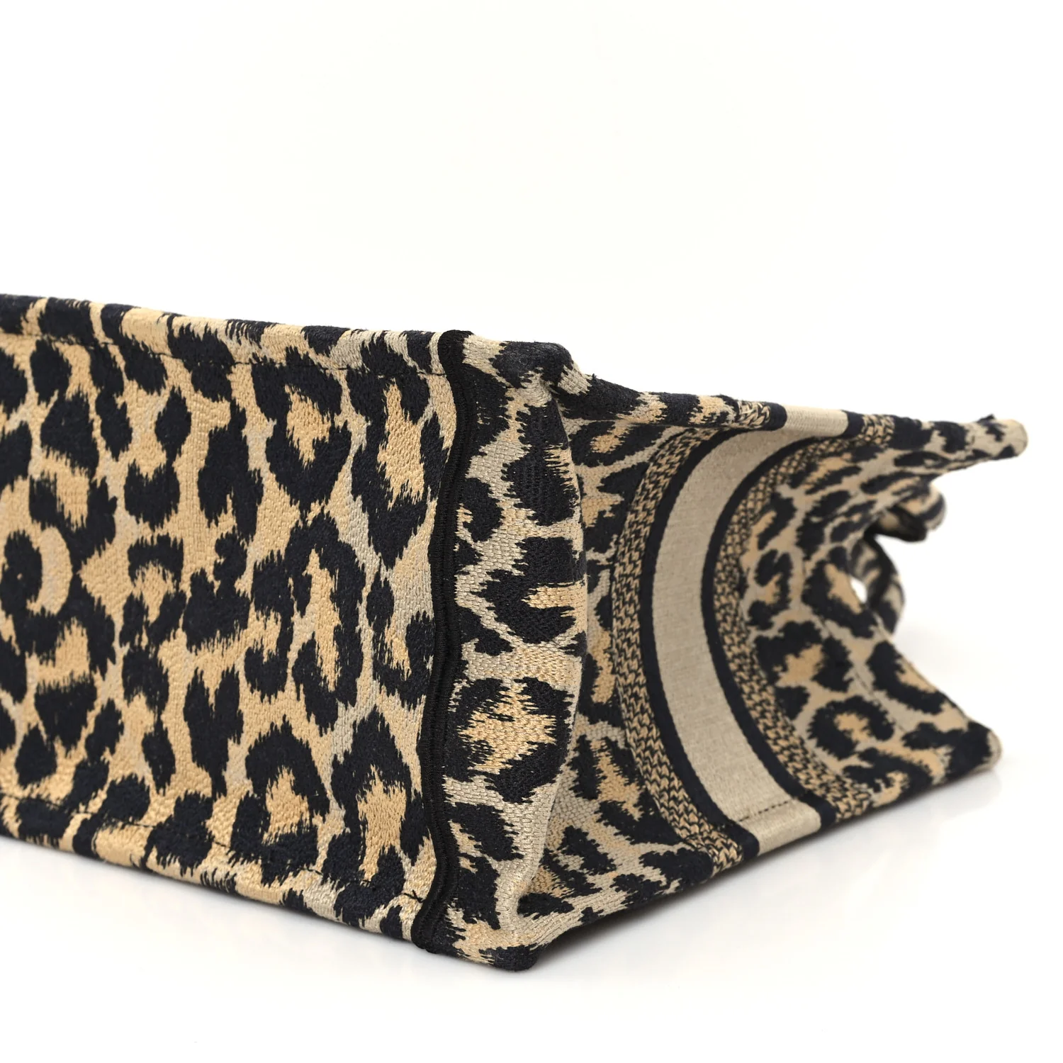 Canvas Mizza Embroidered Small Leopard Book Tote Beige - Top Club