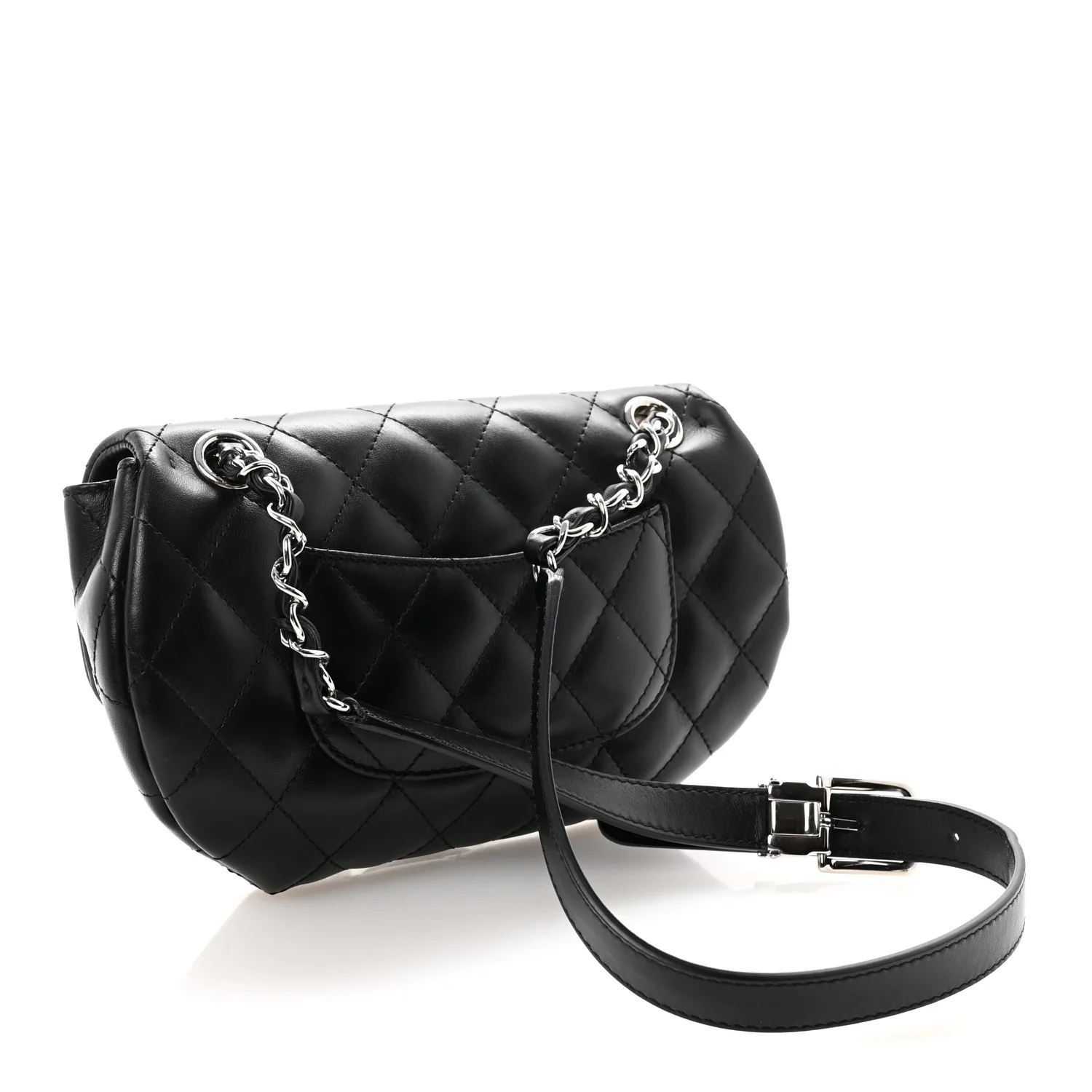 Calfskin Quilted CC Uniform Flap Belt Bag Black - Top Club