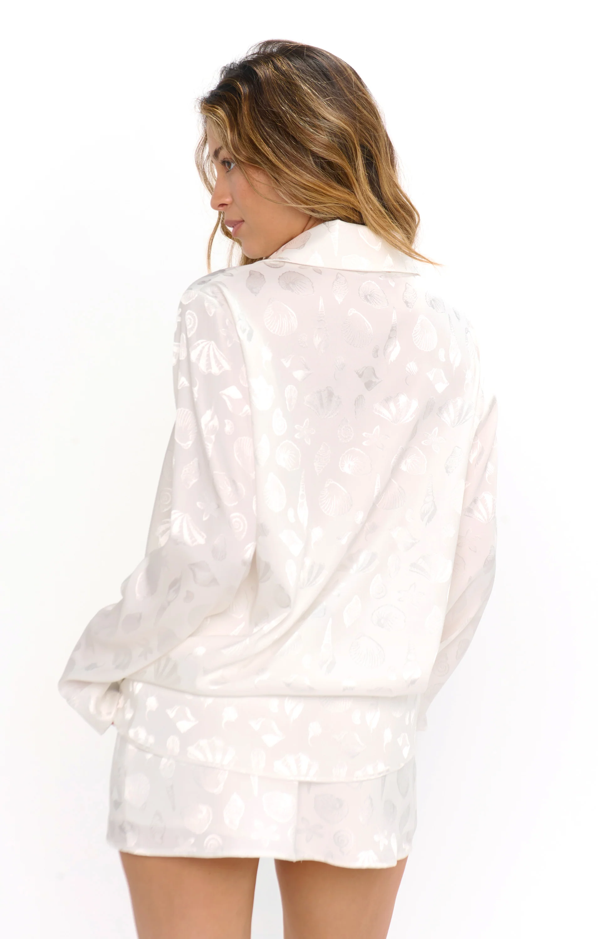 All Night Skort ~ White Shell Satin