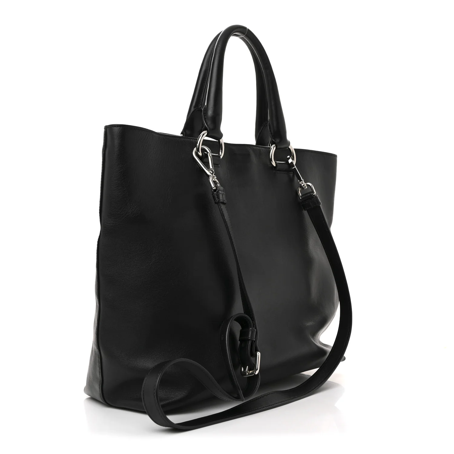 Soft Calf Shopping Tote Black - Top Club