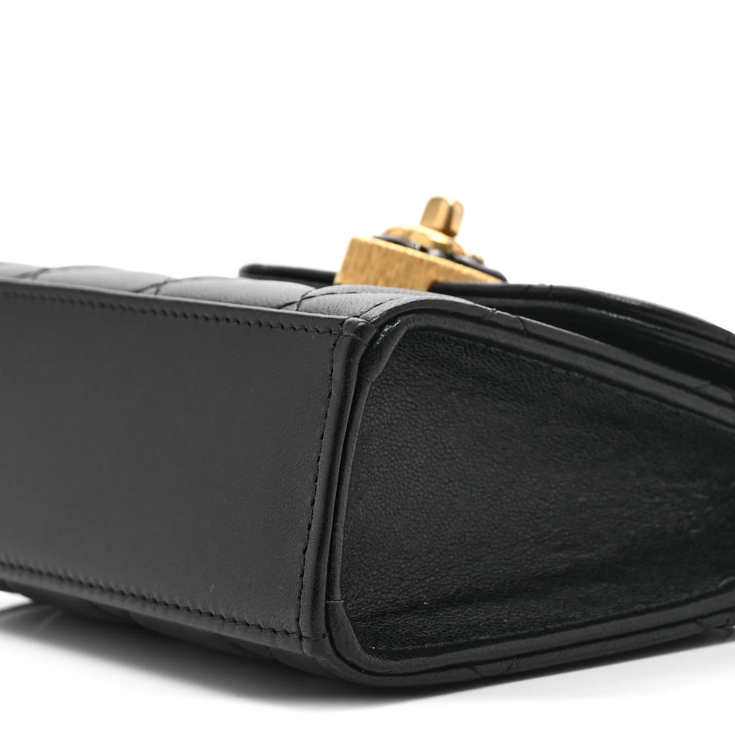 Lambskin Plexiglass Quilted Coco Love Clutch With Chain Black - Top Club