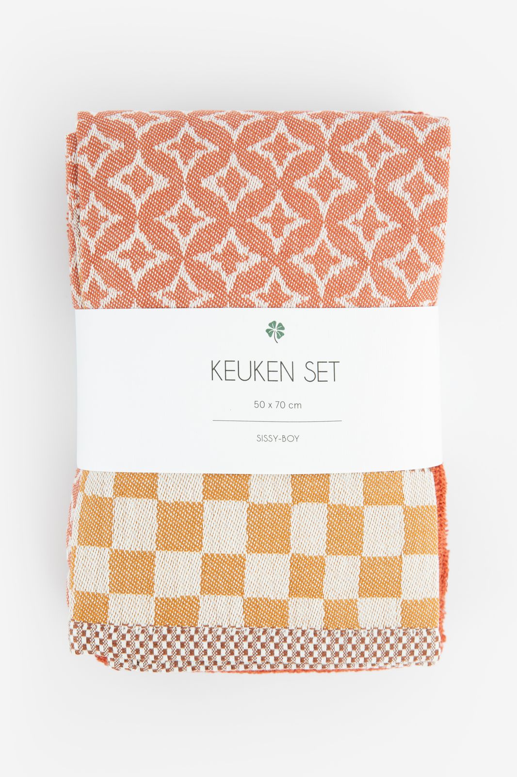 Donkeroranje handdoek en theedoek