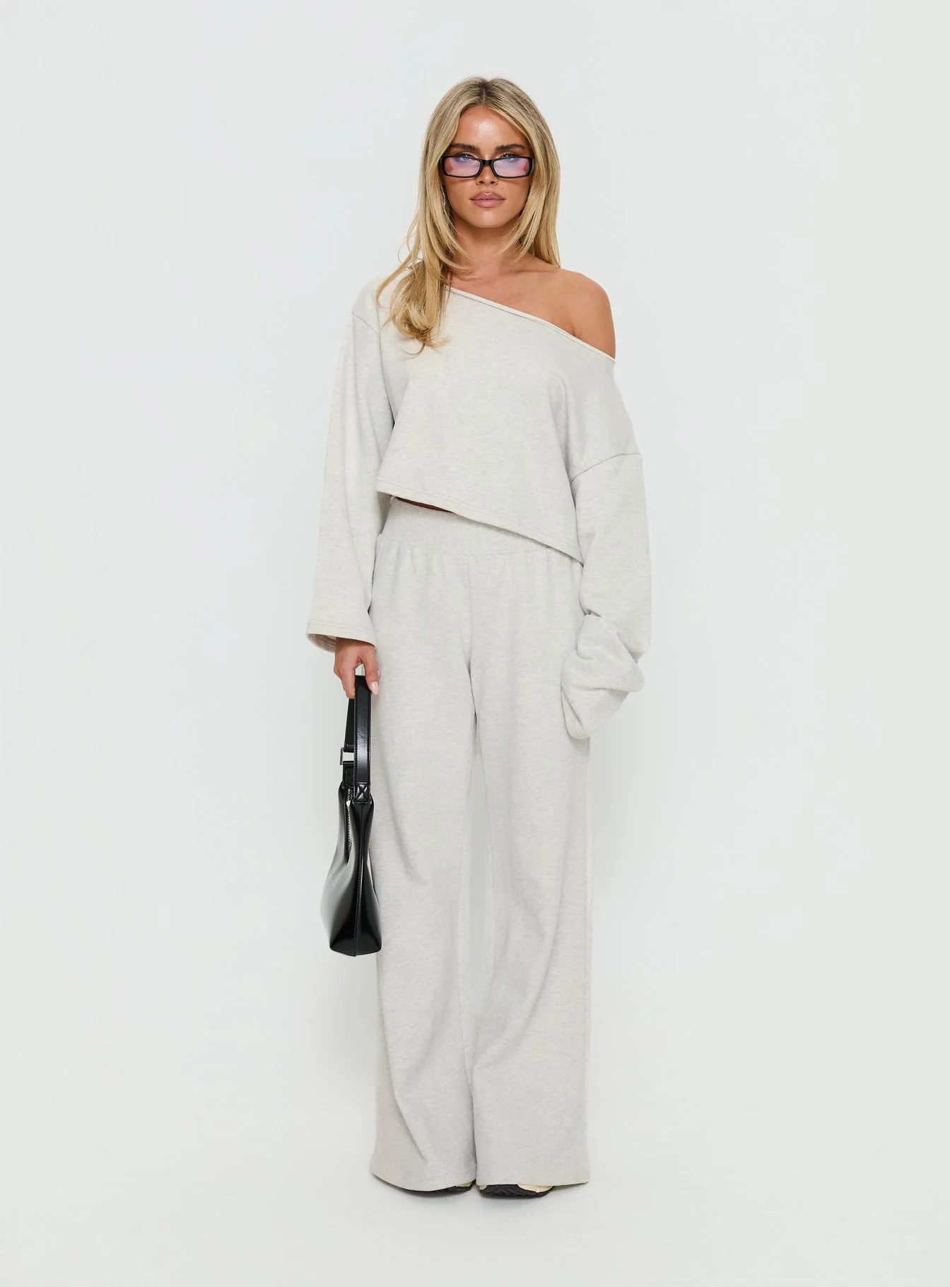 Retreat Raw Edge Off Shoulder Jumper Snow Marle