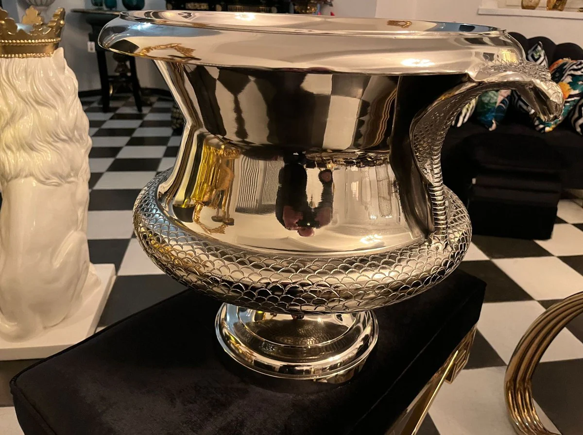 Luxury Vase Cobra Snakes Silver 59 x 47 x H. 45 cm - Magnificent Brass Flower Vase - Decorative Vase - Decorative Accessories - Luxury Accessories - Luxury Interior