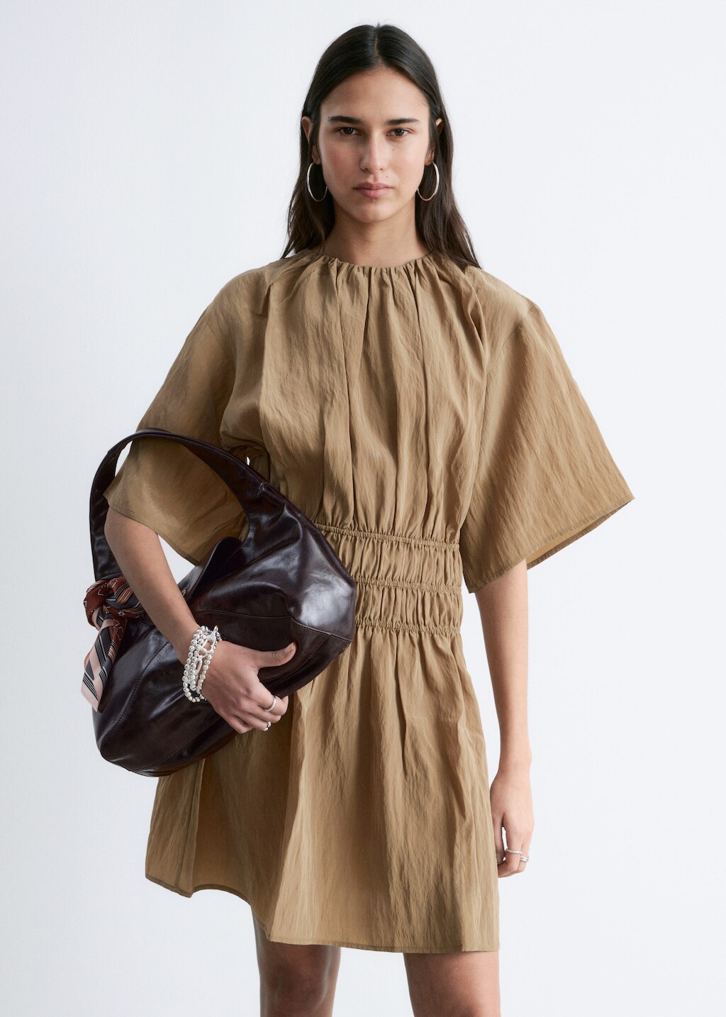 & Other Stories SHORT-SLEEVE RUCHED MINI DRESS
