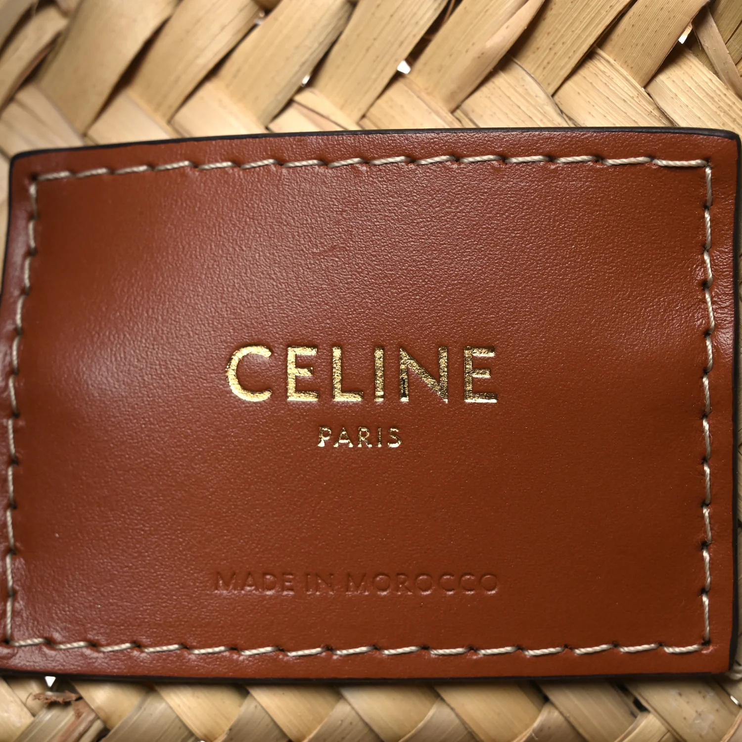 Raffia Calfskin Triomphe Medium Panier Tan - Top Club