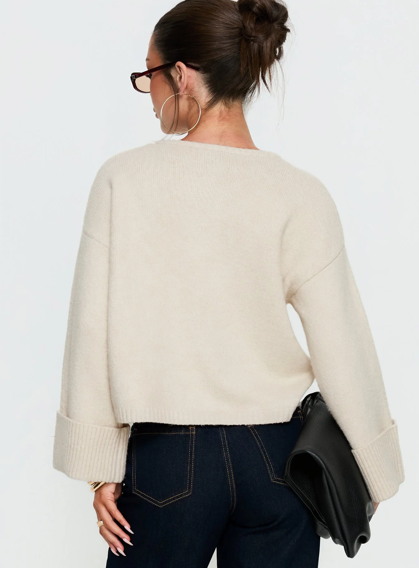 Shinead Cuffed Knit Cardigan White