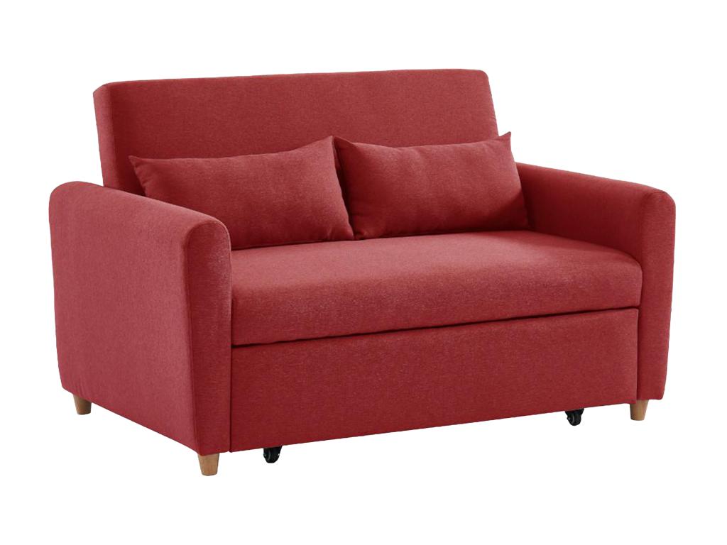 Sofá cama de 2 plazas de tela rojo