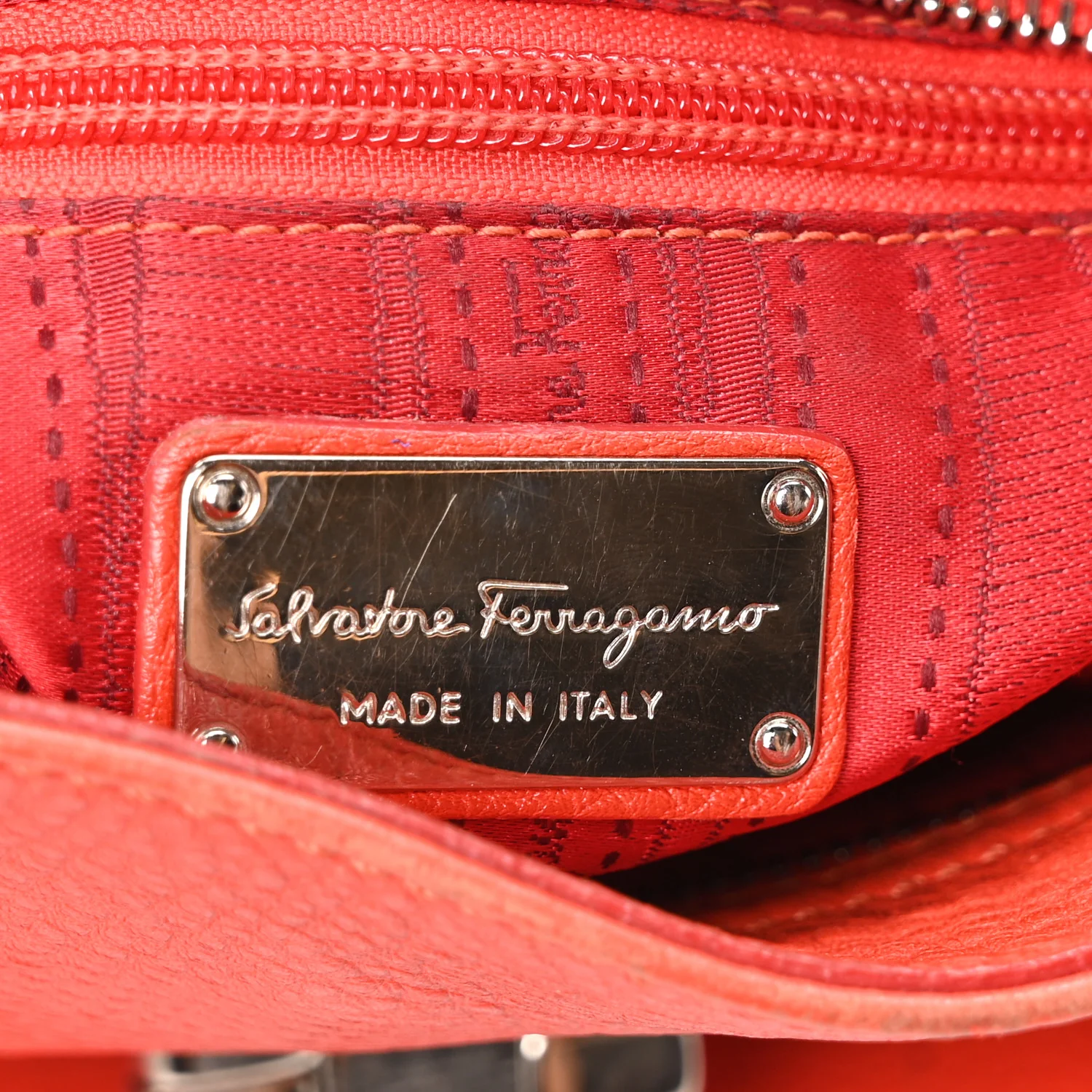 Grained Calfskin Large Sofia Satchel Sunset - Top Club