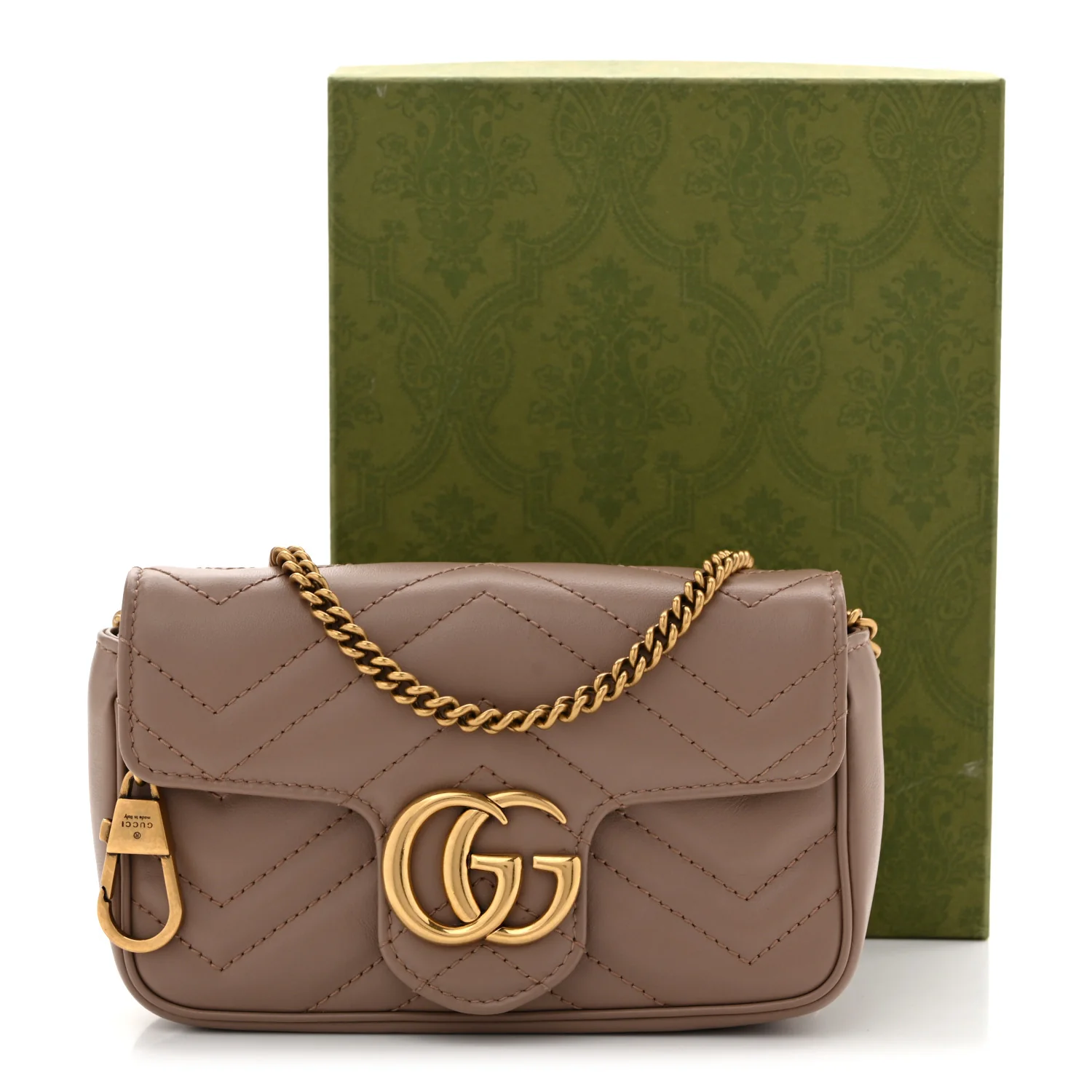 Calfskin Matelasse Super Mini GG Marmont Shoulder Bag Porcelain Rose - Top Club