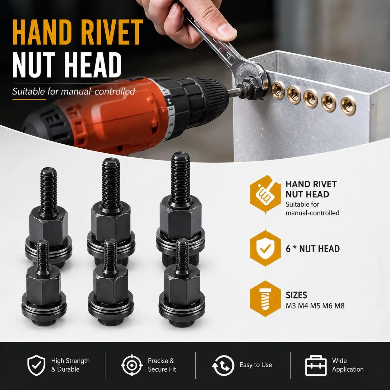 Rivet Nut Set (Sizes M3–M8, Carbon Steel) – Suitable for Automotive Repair and Warehouse Operations – Father's Day Gift